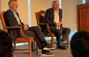 mauricio macri, durante una charla en la universidad de georgetown