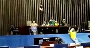 los manifestantes en las butacas del senado federal de brasil