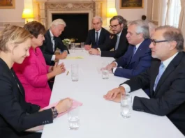 Una de las reuniones entre la titular del FMI, Kristalina Georgieva, y el presidente Alberto Fernández