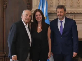 Armando Cavalieri, con la ministra Sandra Pettovello y el secretario Omar Yasín