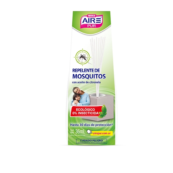 iberia aire pur repelente de mosquitos con aceite de citronella. ecológico 0% insecticida