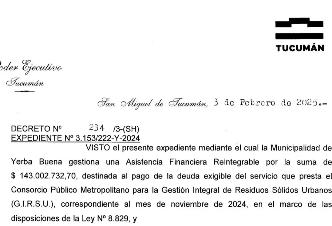 decreto 234 3 yerba buena tema basura