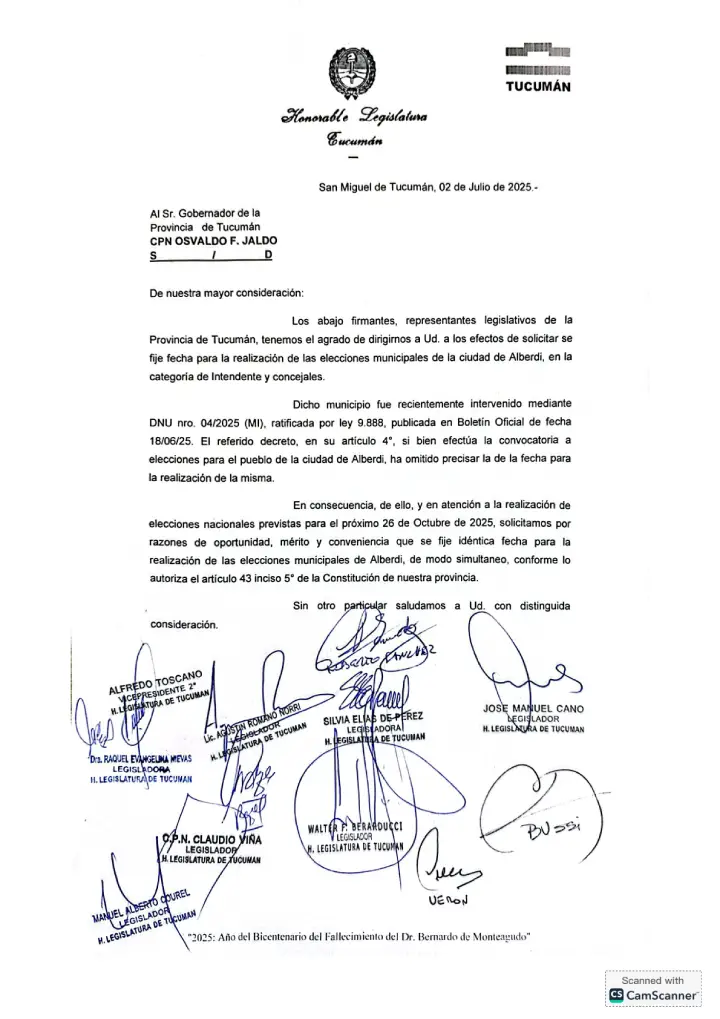 nota a jaldo sobre fecha elecciones alberdi